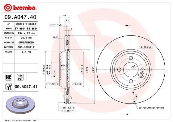 Stabdžių diskas BREMBO 09.A047.41