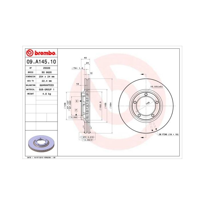Stabdžių diskas BREMBO 09.A145.10