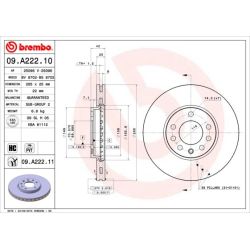 Stabdžių diskas BREMBO 09.A222.10