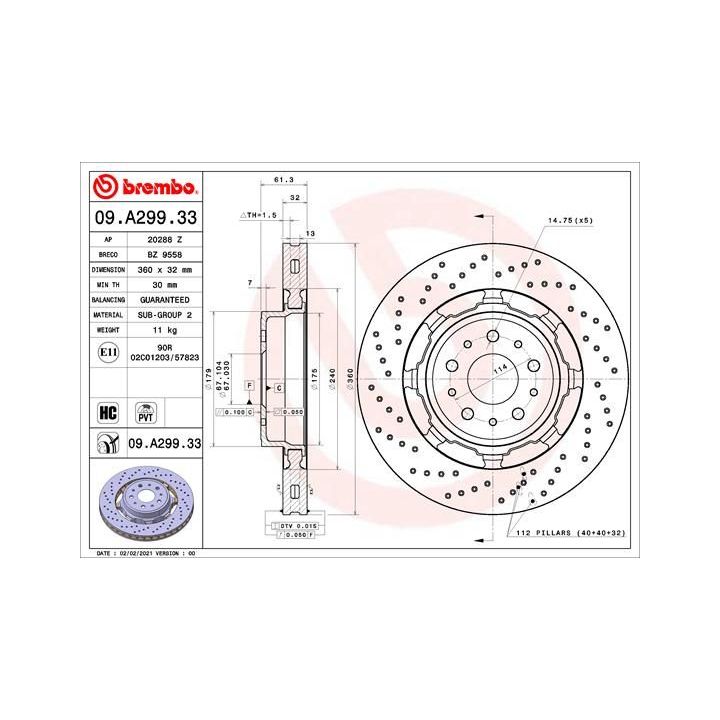 Stabdžių diskas BREMBO 09.A299.33
