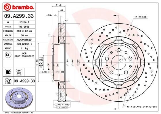 Stabdžių diskas BREMBO 09.A299.33