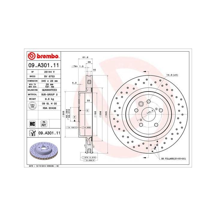 Stabdžių diskas BREMBO 09.A301.11