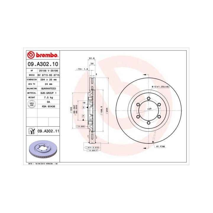 Stabdžių diskas BREMBO 09.A302.11
