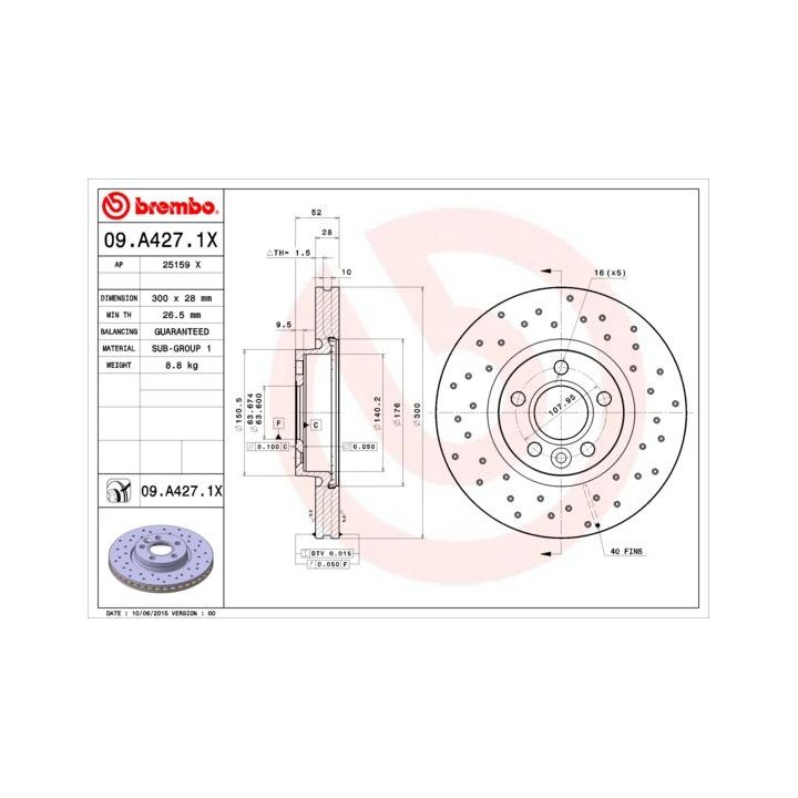 Stabdžių diskas BREMBO 09.A427.1X