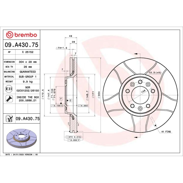 Stabdžių diskas BREMBO 09.A430.75