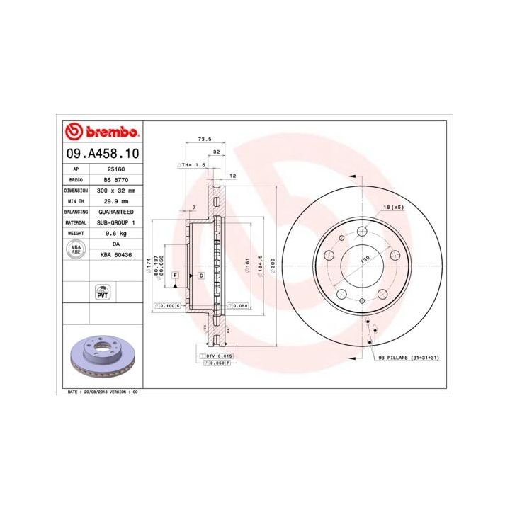 Stabdžių diskas BREMBO 09.A458.10