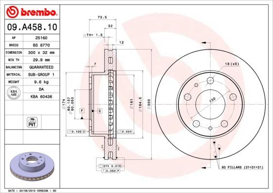 Stabdžių diskas BREMBO 09.A458.10