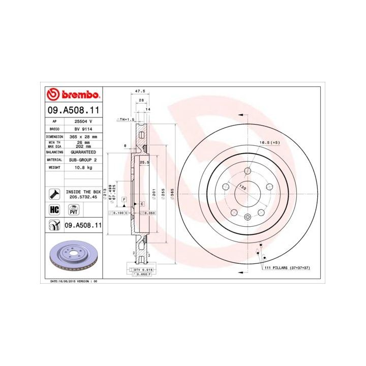 Stabdžių diskas BREMBO 09.A508.11