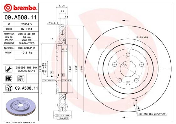 Stabdžių diskas BREMBO 09.A508.11
