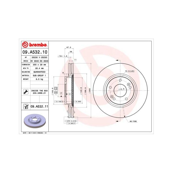 Stabdžių diskas BREMBO 09.A532.10