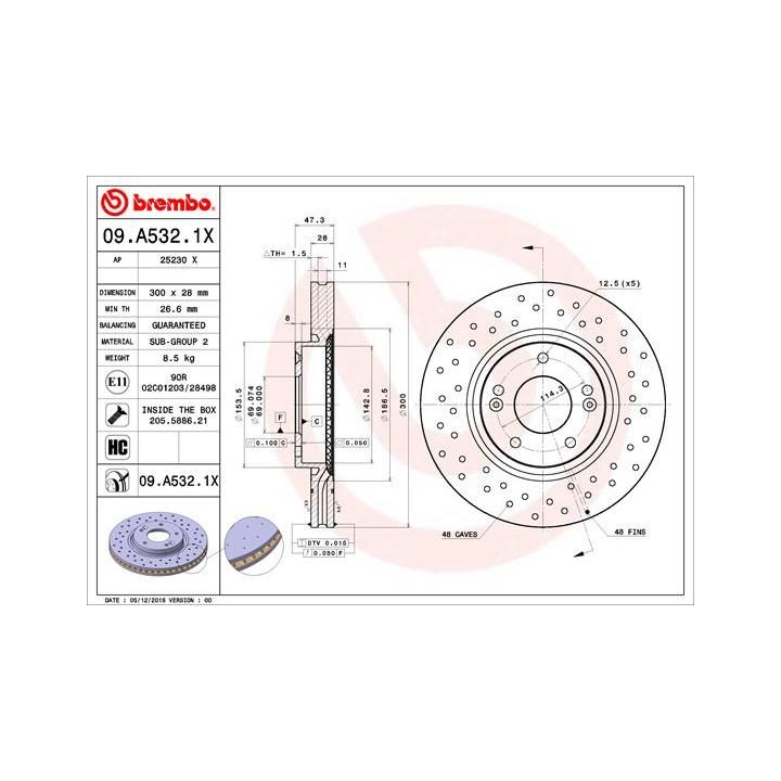 Stabdžių diskas BREMBO 09.A532.1X