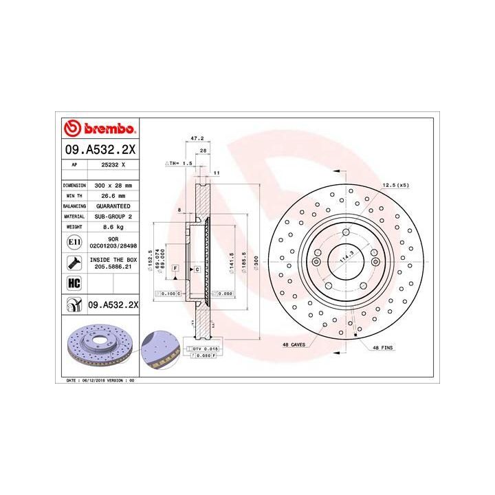 Stabdžių diskas BREMBO 09.A532.2X