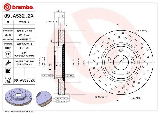 Stabdžių diskas BREMBO 09.A532.2X