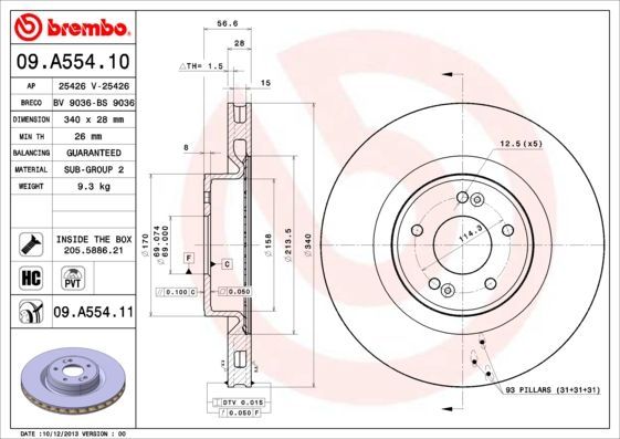 Stabdžių diskas BREMBO 09.A554.11