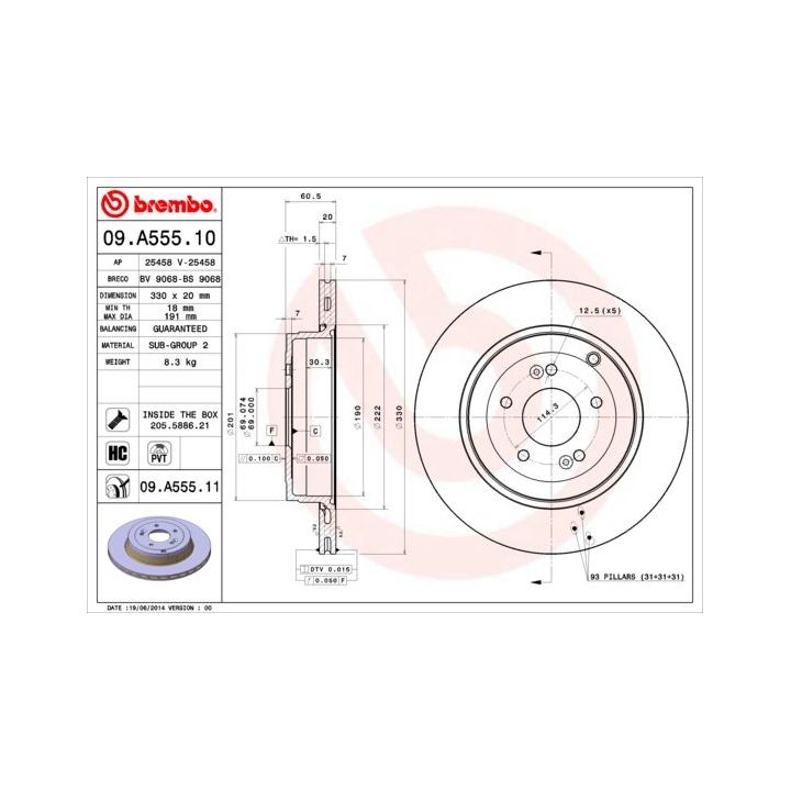 Stabdžių diskas BREMBO 09.A555.10