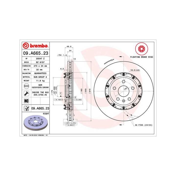 Stabdžių diskas BREMBO 09.A665.23