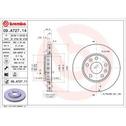 Stabdžių diskas BREMBO 09.A727.14