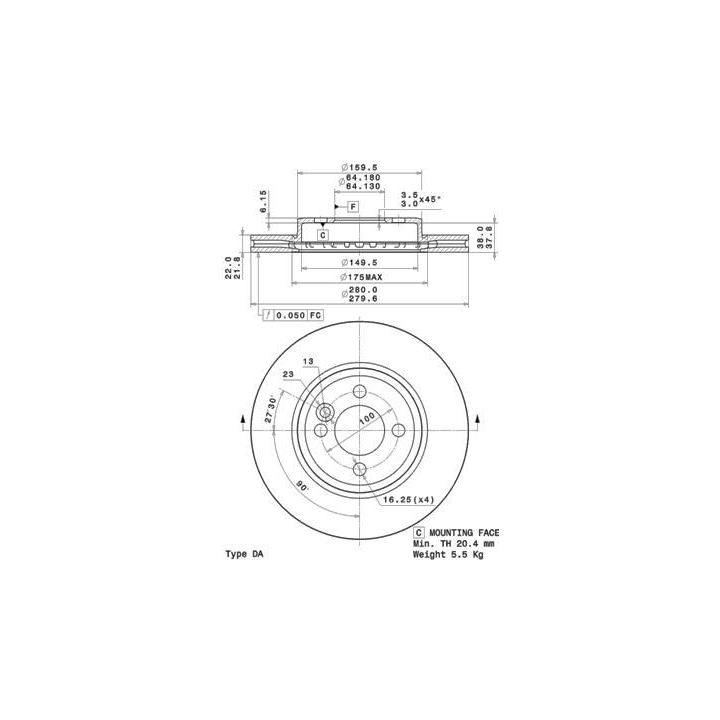 Stabdžių diskas BREMBO 09.A761.11