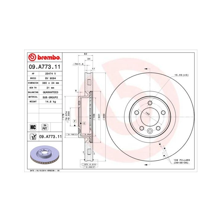 Stabdžių diskas BREMBO 09.A773.11