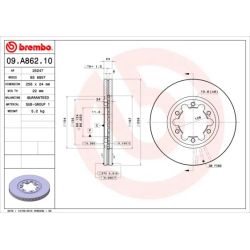 Stabdžių diskas BREMBO 09.A862.10