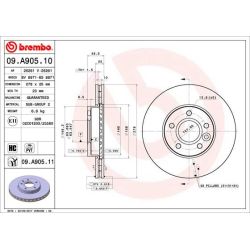 Stabdžių diskas BREMBO 09.A905.11