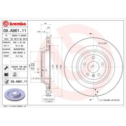 Stabdžių diskas BREMBO 09.A961.11