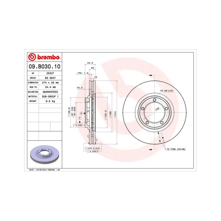 Stabdžių diskas BREMBO 09.B030.10