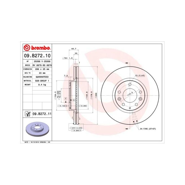 Stabdžių diskas BREMBO 09.B272.10