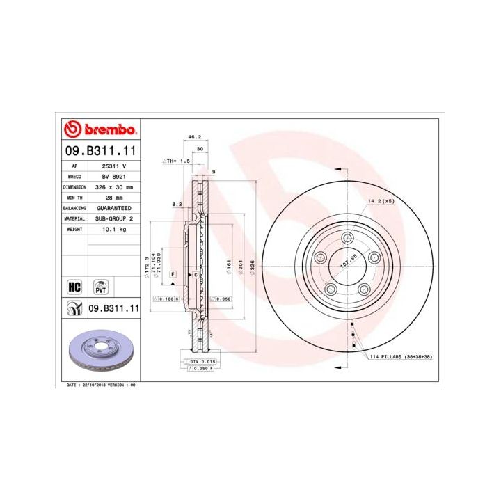Stabdžių diskas BREMBO 09.B311.11