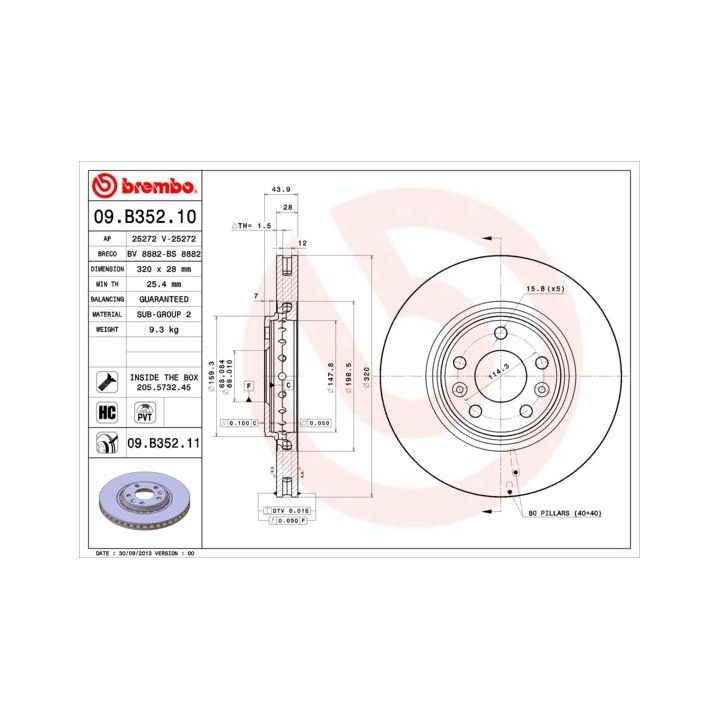 Stabdžių diskas BREMBO 09.B352.10