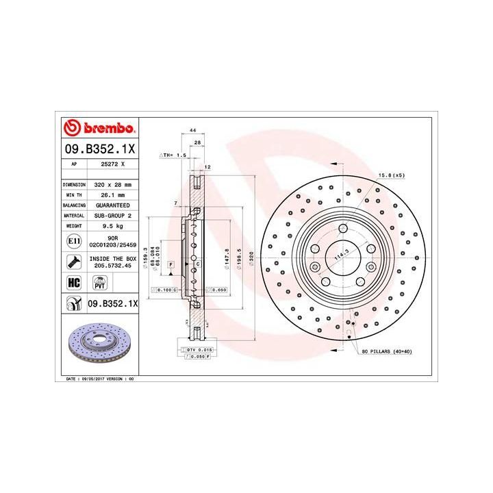Stabdžių diskas BREMBO 09.B352.1X