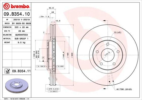Stabdžių diskas BREMBO 09.B354.11