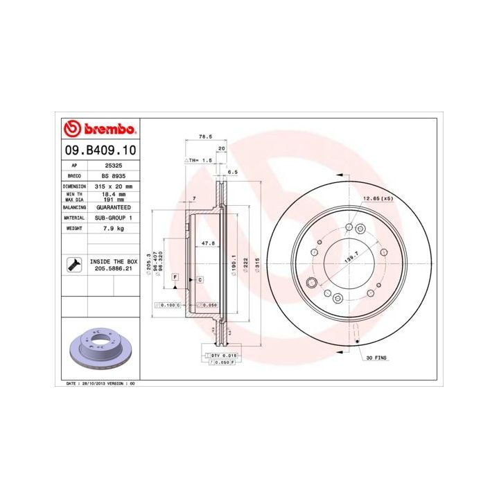 Stabdžių diskas BREMBO 09.B409.10