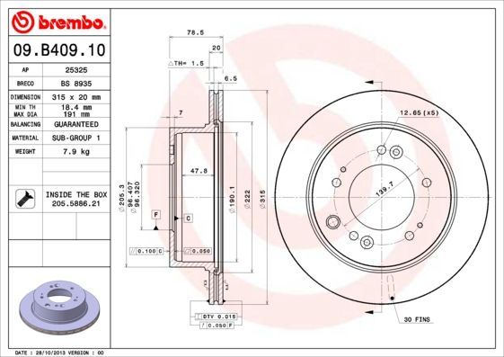 Stabdžių diskas BREMBO 09.B409.10