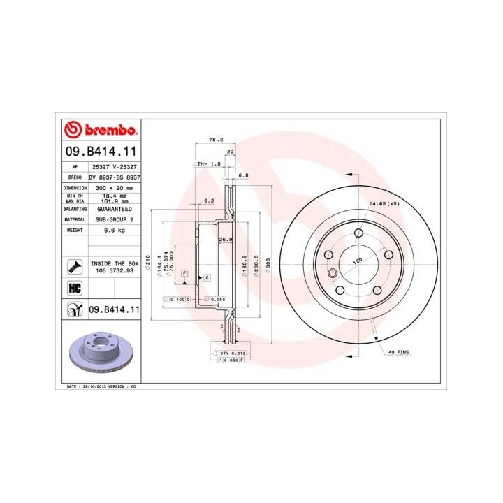 Stabdžių diskas BREMBO 09.B414.11