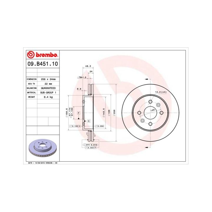 Stabdžių diskas BREMBO 09.B451.10