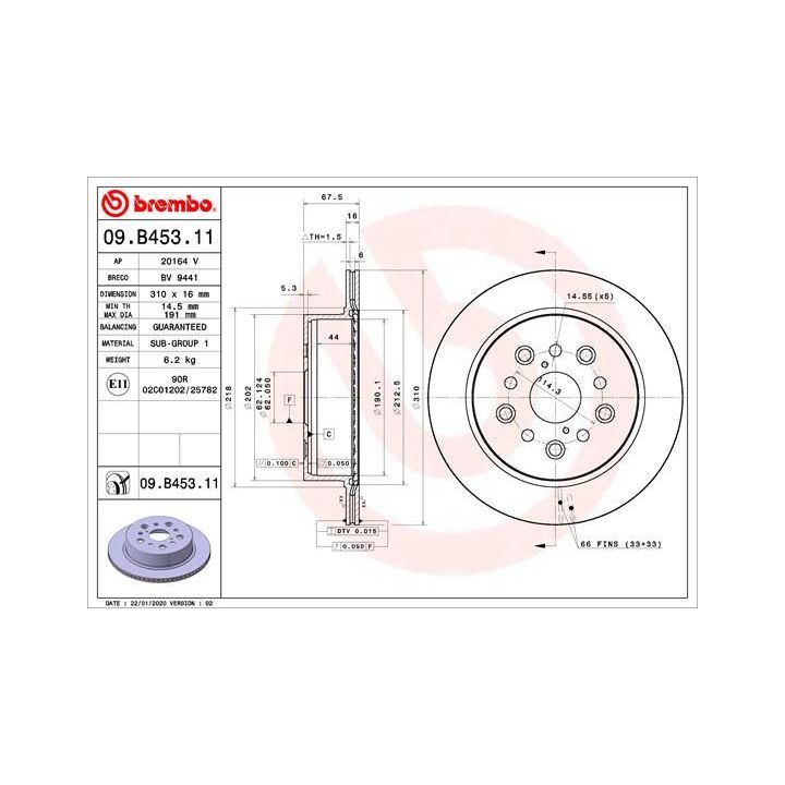 Stabdžių diskas BREMBO 09.B453.11