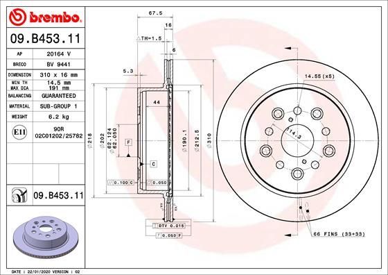 Stabdžių diskas BREMBO 09.B453.11