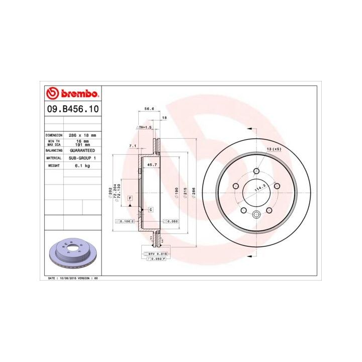 Stabdžių diskas BREMBO 09.B456.10