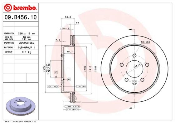 Stabdžių diskas BREMBO 09.B456.10