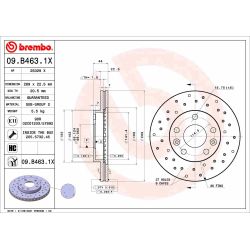 Stabdžių diskas BREMBO 09.B463.1X