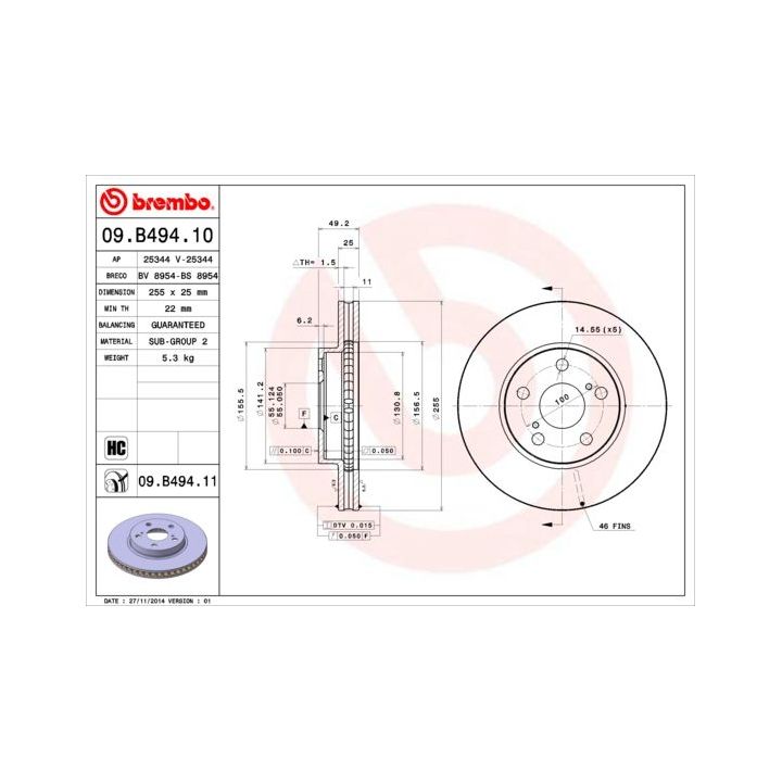 Stabdžių diskas BREMBO 09.B494.10