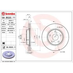 Stabdžių diskas BREMBO 09.B520.11