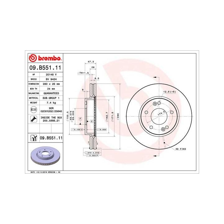 Stabdžių diskas BREMBO 09.B551.11