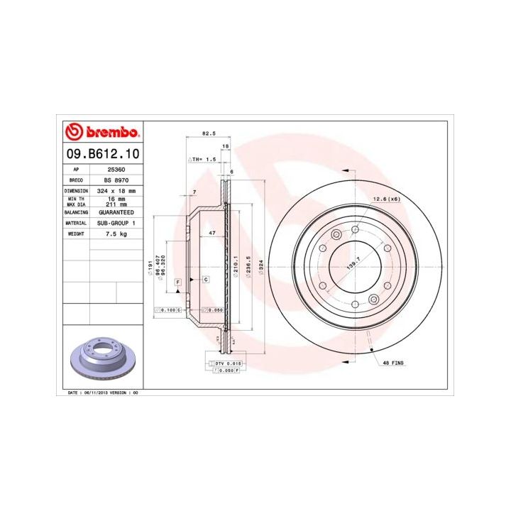 Stabdžių diskas BREMBO 09.B612.10