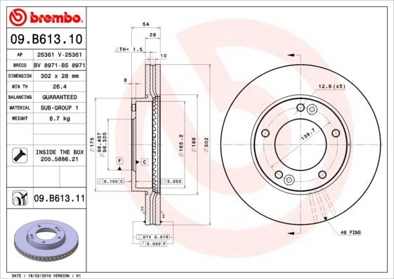 Stabdžių diskas BREMBO 09.B613.11
