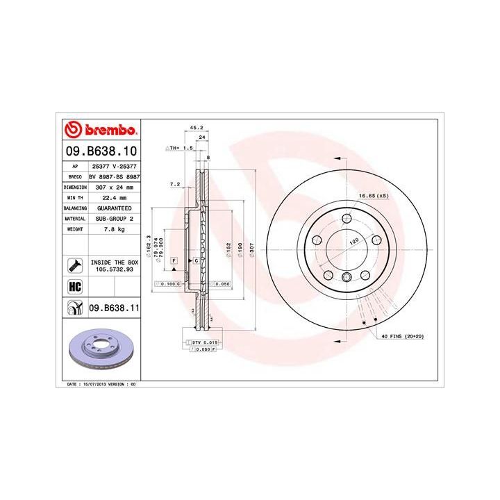 Stabdžių diskas BREMBO 09.B638.11