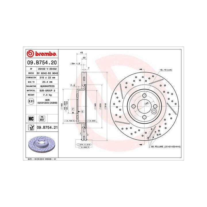 Stabdžių diskas BREMBO 09.B754.21