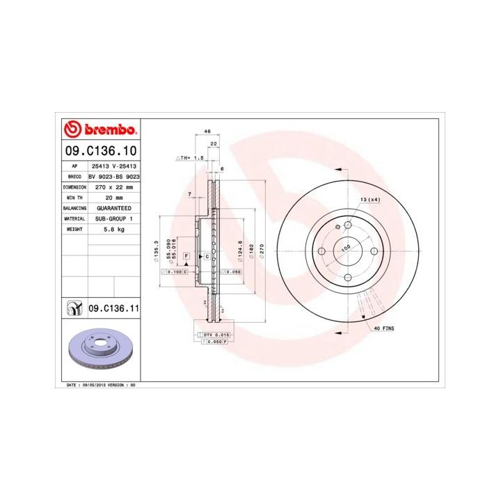 Stabdžių diskas BREMBO 09.C136.11
