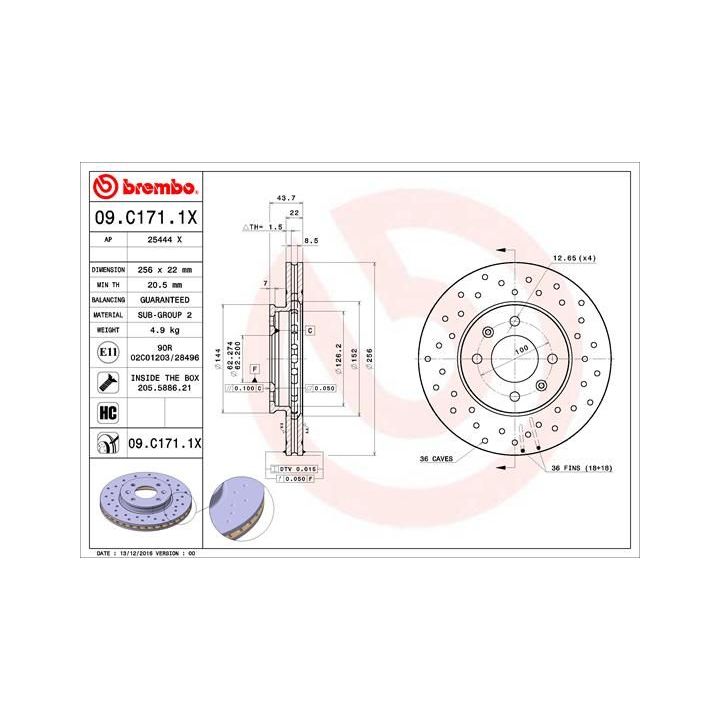 Stabdžių diskas BREMBO 09.C171.1X
